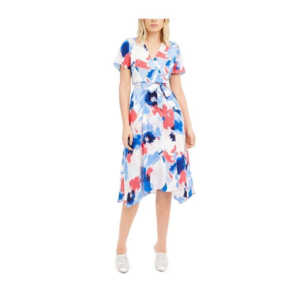 Alfani Watercolor Wrap Midi Dress Size 6
